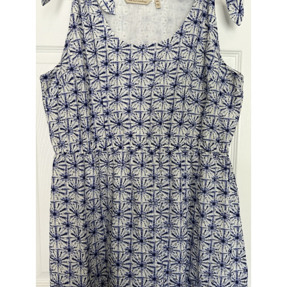 Soft Surroundings Kyoto Embroidered White Blue Eyelet‎ Tiered Maxi Dress Sz PXL - Picture 5 of 12